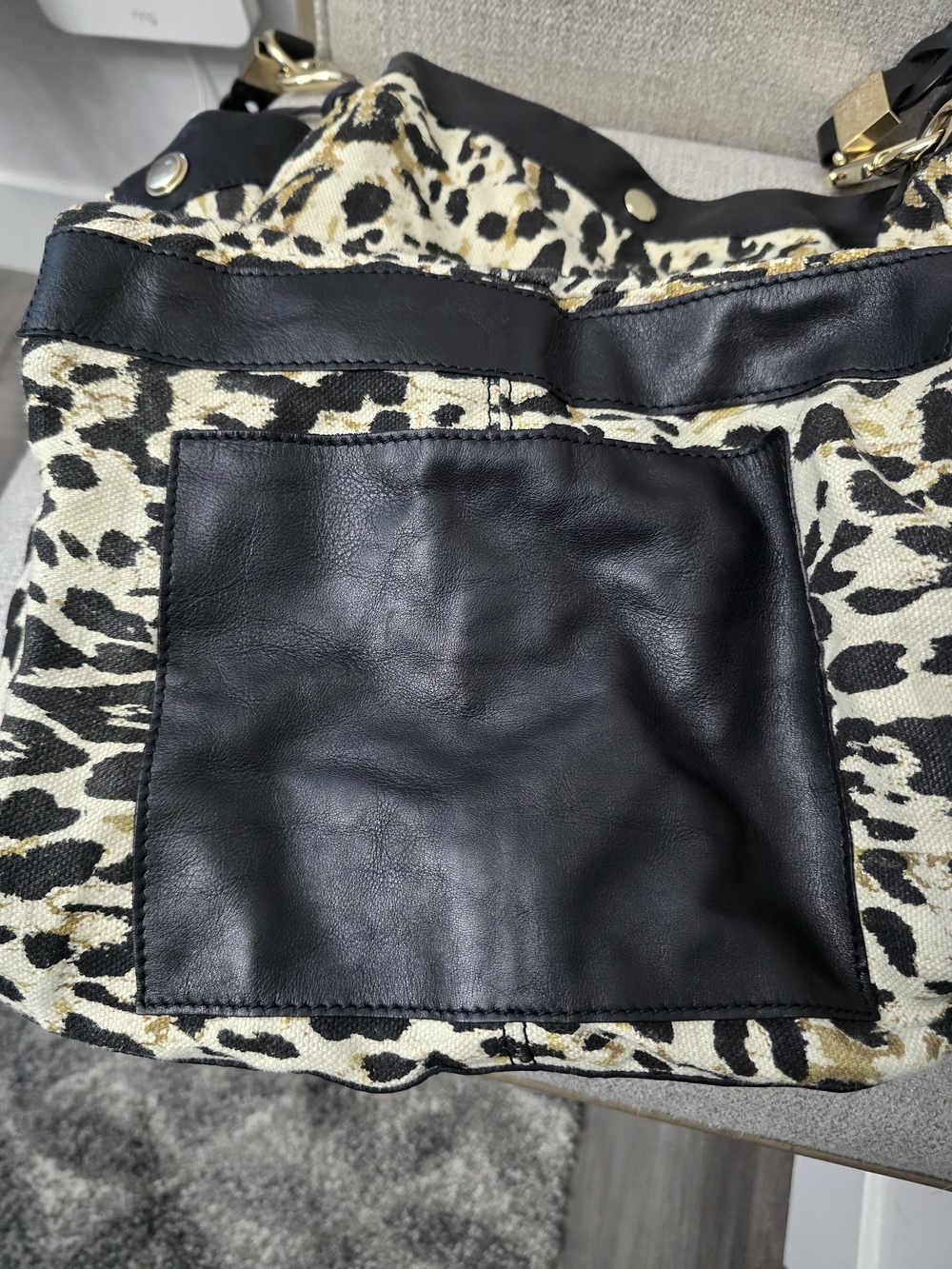 EUC Jimmy Choo Leopard Print Canvas Small Lohla Tote Bag - Picture 3 of 9